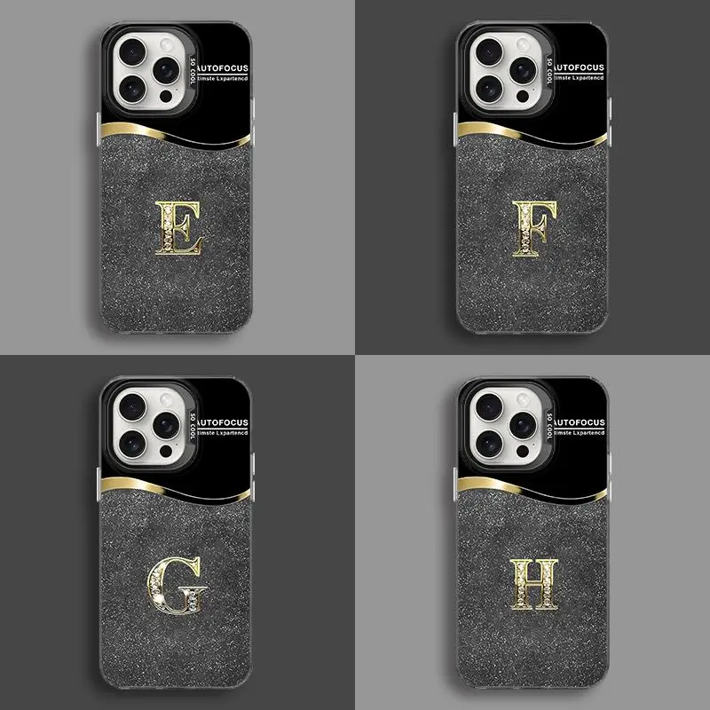 Suitable for [iPhone 15 Pro Max] New high-end crown letter glass mobile phone case new business simple explosion-proof mobile phone case affordable anti-fall anti-fingerprint-888