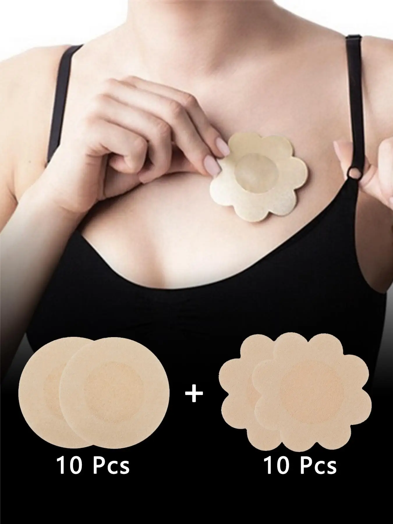 Women's Flower & Round Shaped Nipple Cover, 10 Pairs Disposable Invisible Comfy Breathable Nipple Stickers, Summer Wear, Lingerie Accessories For Dail