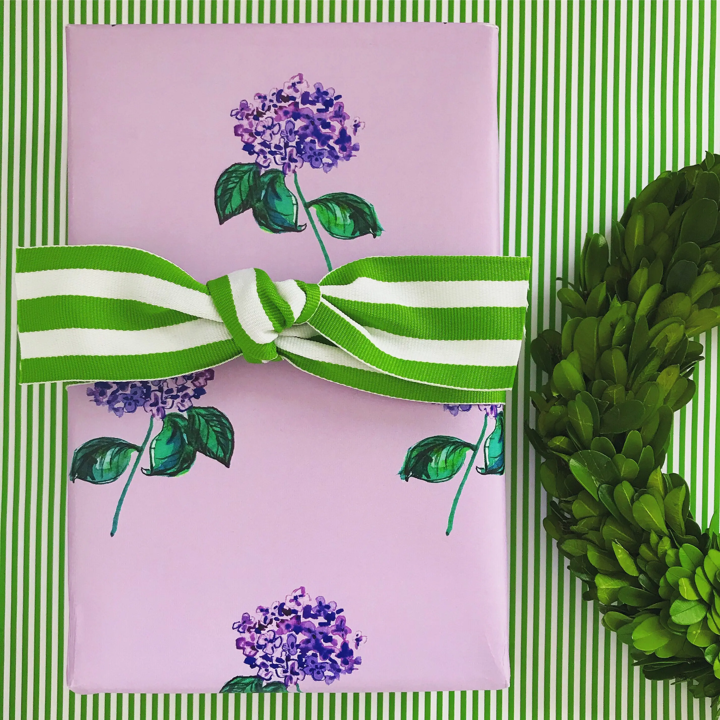 Wrapping Paper: Lavender Hydrangea Deux Fois {Gift Wrap, Birthday, Holiday, Christmas}