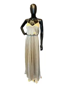 Metallic Spaghetti Sweetheart Blouson Style Full Length Formal Gown - Hayley Paige