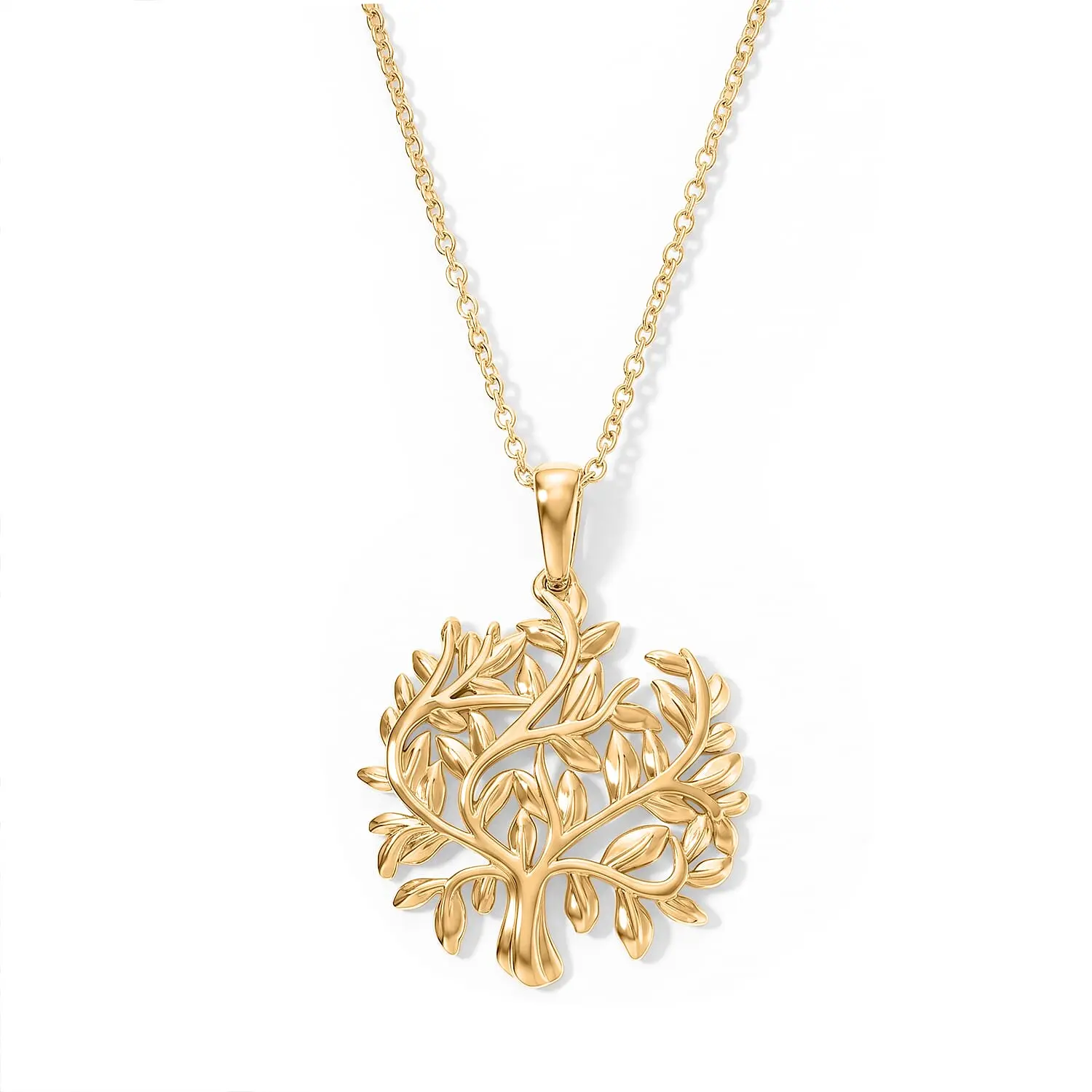 EverTrue Bronzella Collection Tree of Life Pendant in 18K YG Plated Bronze with ION Plated YG Stainless Steel Necklace (20 Inches)