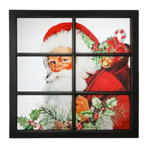 26"X26" Santa Peeking In Window by Valerie