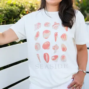 White Seaside Shell Summer Graphic Comfort Color Unisex T-Shirt, Cool Fashion Top, Ideal Gift for Family Members