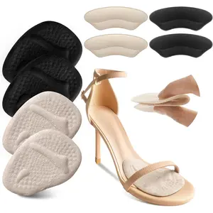 Metatarsal Pads, Ball of Foot Cushions, Heel Pads Inserts for Too Big Shoe, Reduce Foot Pain, No Slip Heel Grips Liners Pads for Loose Shoe, Blisters (Beige+Black)
