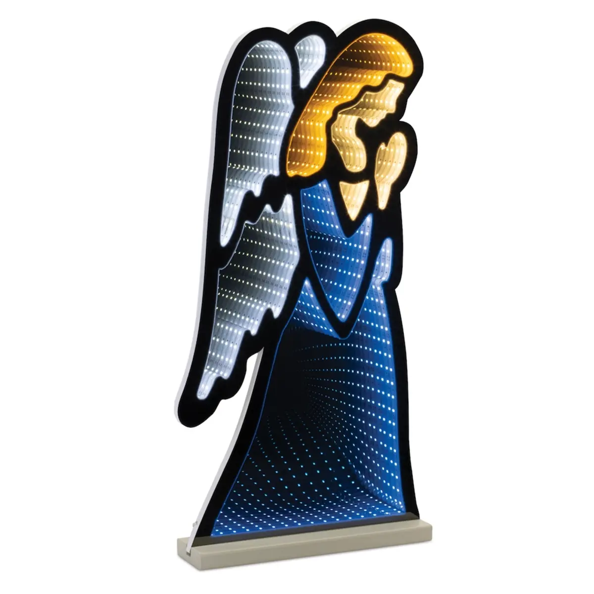 Melrose Acrylic UL Plug Angel Infinity Light - 12.5 x 3 x 24.5 in, 3 lbs, Blue, Yellow & White, Christmas Decorations, Holiday Lights