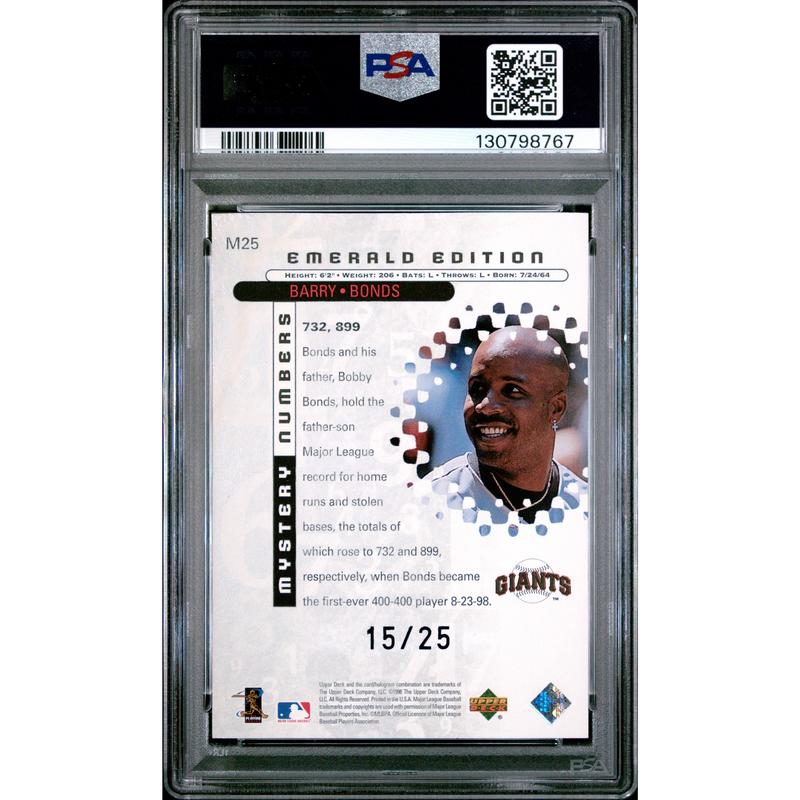 1999 Upper Deck Black Diamond Mystery Numbers Barry Bonds #M25 Emerald PSA 6