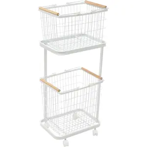 Large Laundry Baskets, Dirty Clothes Hamper with Wheels,Rolling Wire Laundry Basket Organize,2 Removable Wire Clothes Hamper Organizer for Laund Room,, Bedroom, Dorm, White