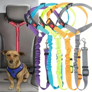 Vehicle seat belt elastic telescopic dog traction rope