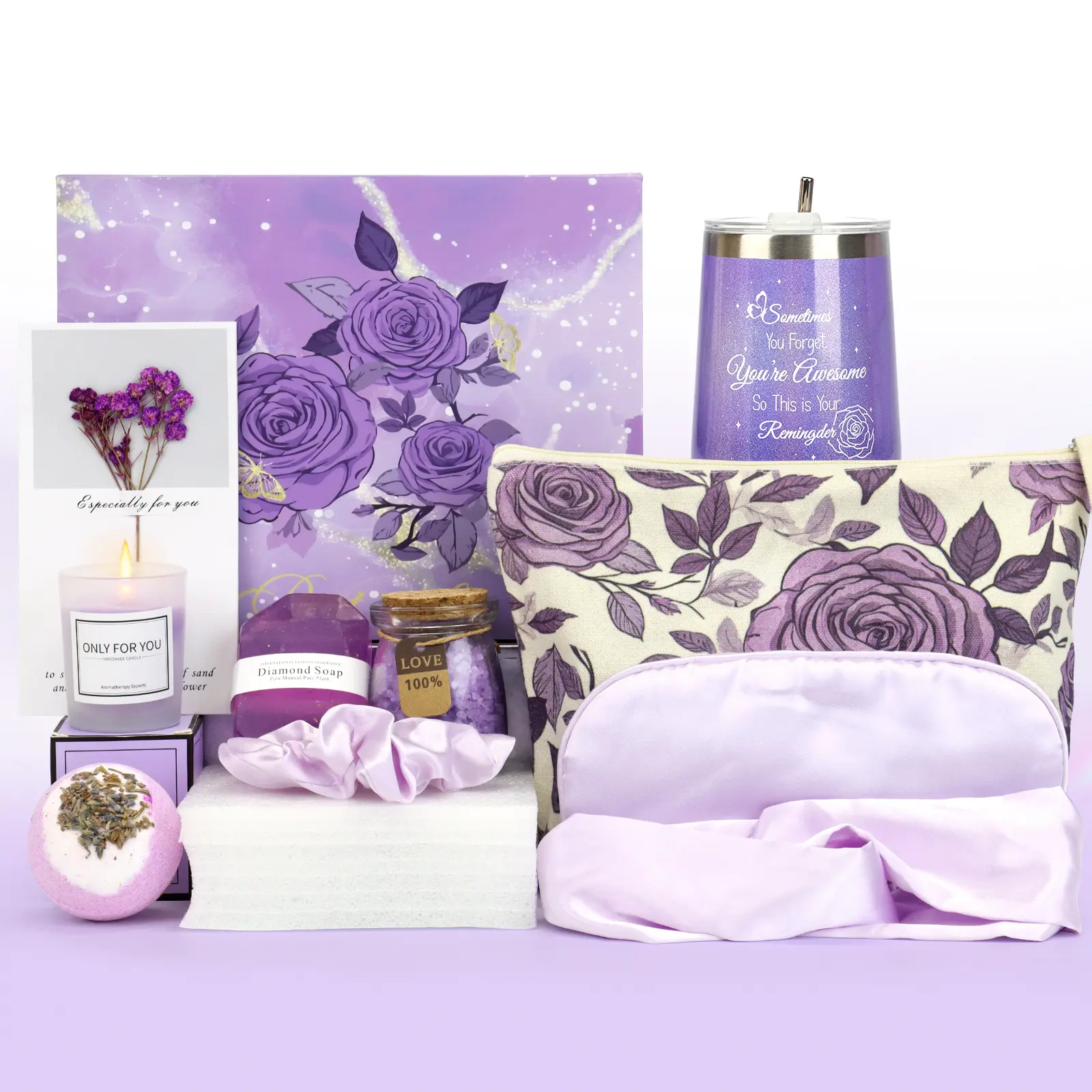Lavender Scented Soothing Bath Set - Body Beauty Set, Body Care Pack, Aromatherapy Multi-Pack with Soap, Mask, Storage for Stress Relief - Festive Gift for Mothers, Women's Birthdays - Home & Festive Party Supplies