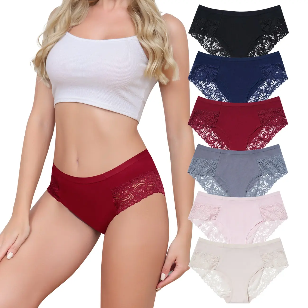 LEVAO 6 Pack Seamless Cheeky Bikini Underwear for Women – Soft Lace No Show Hipster Panties, Comfortable & Stretchy S-XXL