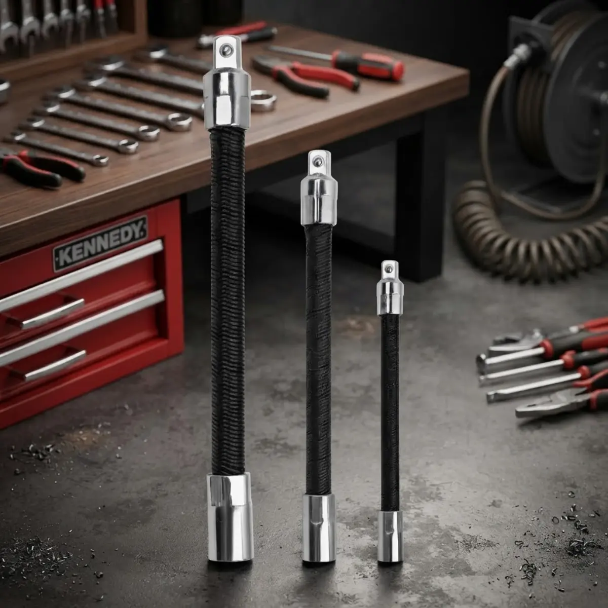 3Pcs Flexible Socket Extension Bar Set 1/2 3/8 1/4 Drive Spring Shaft Extension Bar 10 8 6 Inch Flex Ratchet Extension Rod for Auto Repair Mechanics Tight Spaces Heavy Duty Hand Tools Set Useful Cool Tools Father Day Gifts for Men