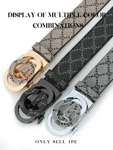 Trendy G Letter Alloy Automatic Buckle Belt, Luxury Leather Men's Waistband, Fashionable Youth Pants Belt, Casual All Seasons, Street Style Belt