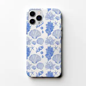 Blue Seashell Design Slim Phone Case, Vintage Blue Seashell Phone Case, Phone Case for iPhone, iPhone 15 Pro Max Case, iPhone 14 Phone Case, iPhone 13 12 11 Case OGQS17