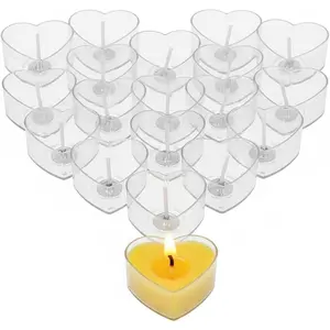 Light Candle Cups,150pcs Heart Shape Clear Polycarbonate Plastic Empty TeaLight Mold Tin Container with TeaLight Candle Wicks