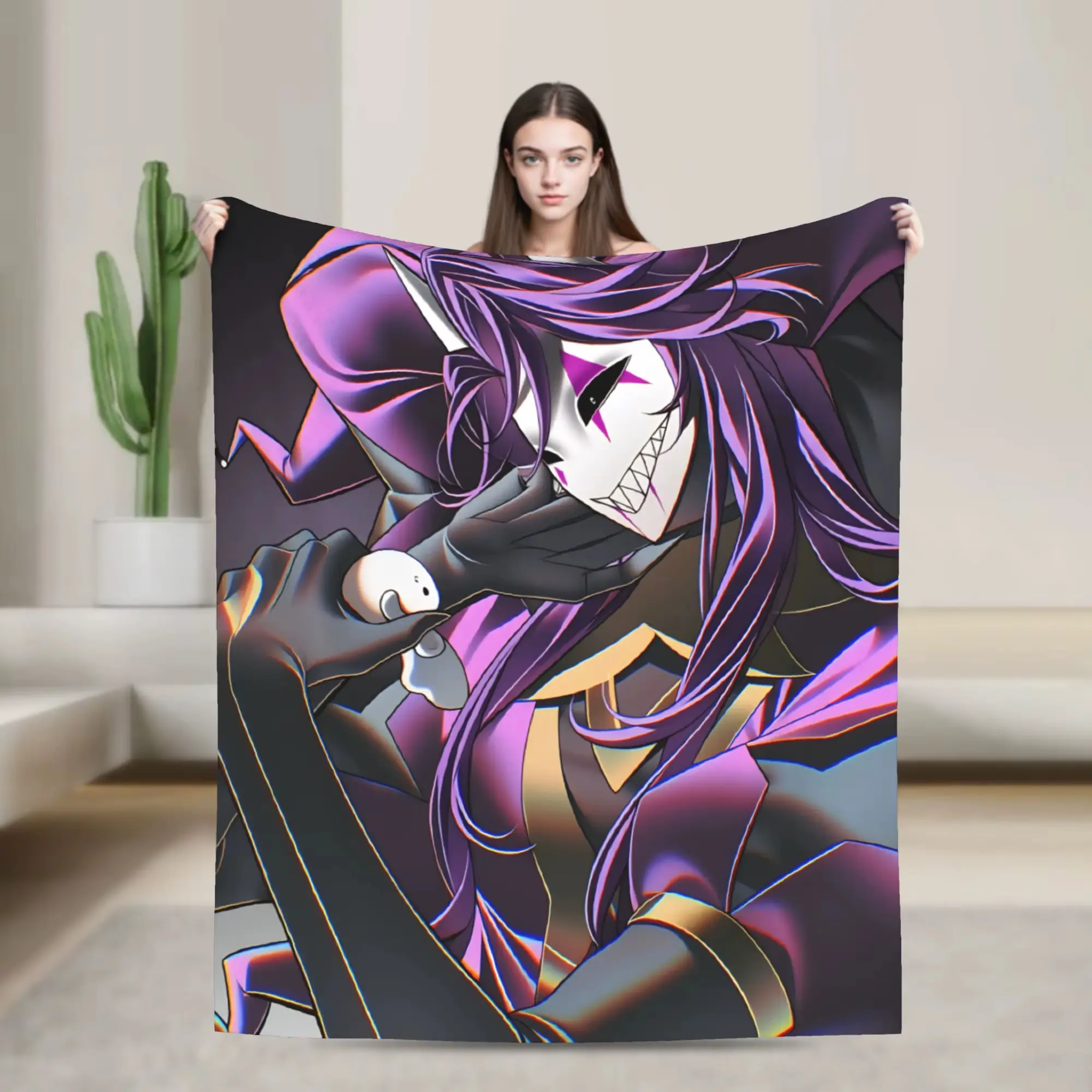 Purple Circus Clown Jester Flannel Blanket, Soft Warm Fleece Throw for Office Sofa Bed, All-Season Air Conditioning Cover, Halloween Christmas Gift for All Ages
