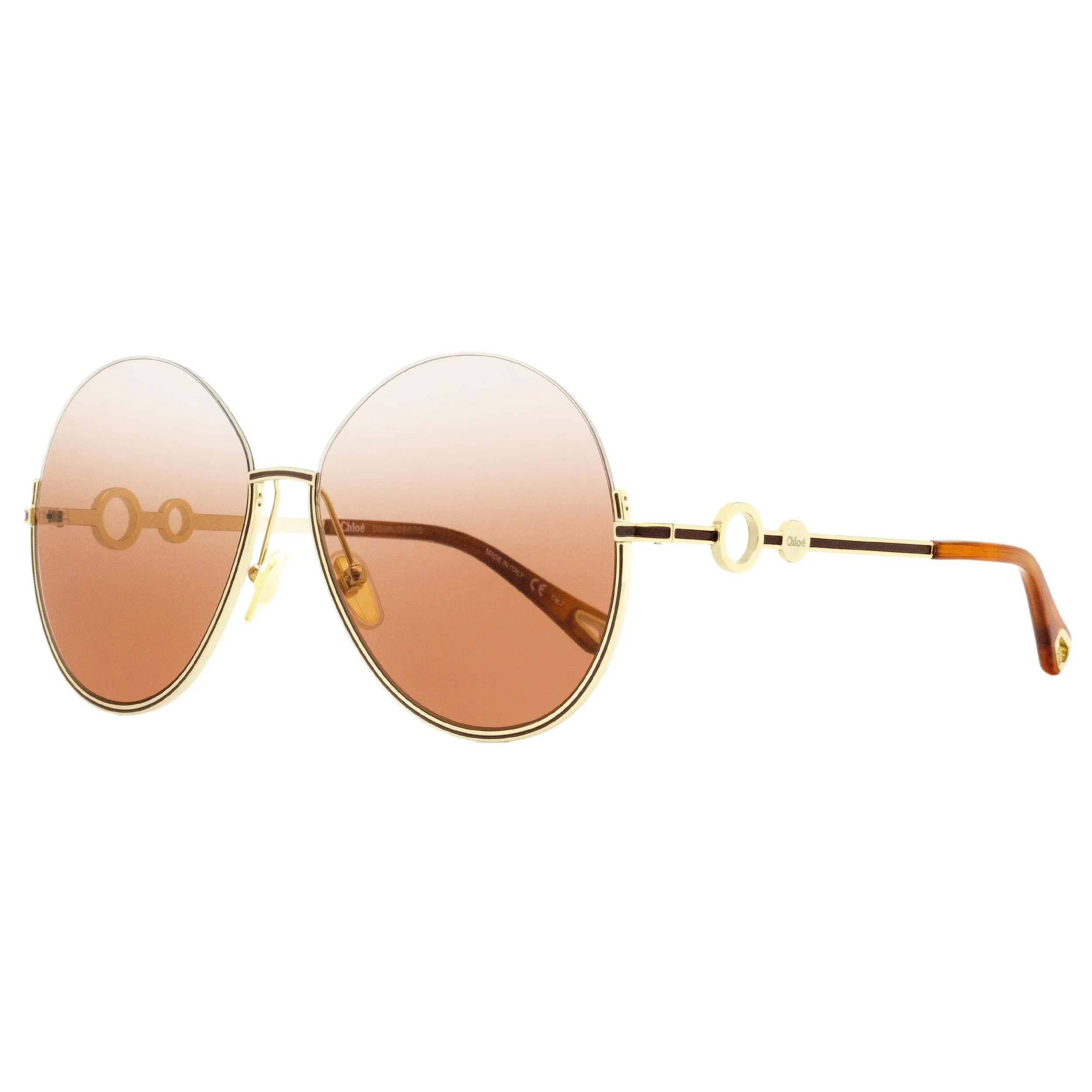 Chloe Round Sunglasses CH0067S 002 Gold/Havana 61mm 67