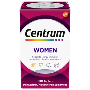 Centrum Women Multivitamin 100 Tablets With Iron Vitamins A B C D3 E Daily Health Support