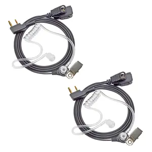 YNIBST 2-Pin K Plug Walkie Talkie  Headset Clear Air Acoustic Tube with Noise Cancelling Mic PTT for Baofeng UV-5R BF-888S Kenwood TK-2100 Retevis TYT Wouxun Radios Compatible with Police Security and Law Enforcement Use(2 Pack)