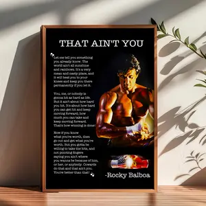 Rocky Motivational Quote unframed Poster, Rocky Balboa Movie Wall Art Print, Sylvester Stallone Vintage Film Poster, Boxing Inspiration Decor for Gym Office, Gift Ideas for Him, UNFRAMED