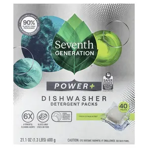 Seventh Generation Power+ Dishwasher Detergent Packs, Fresh Citrus, 40 Packs, 21.1 oz (600 g)