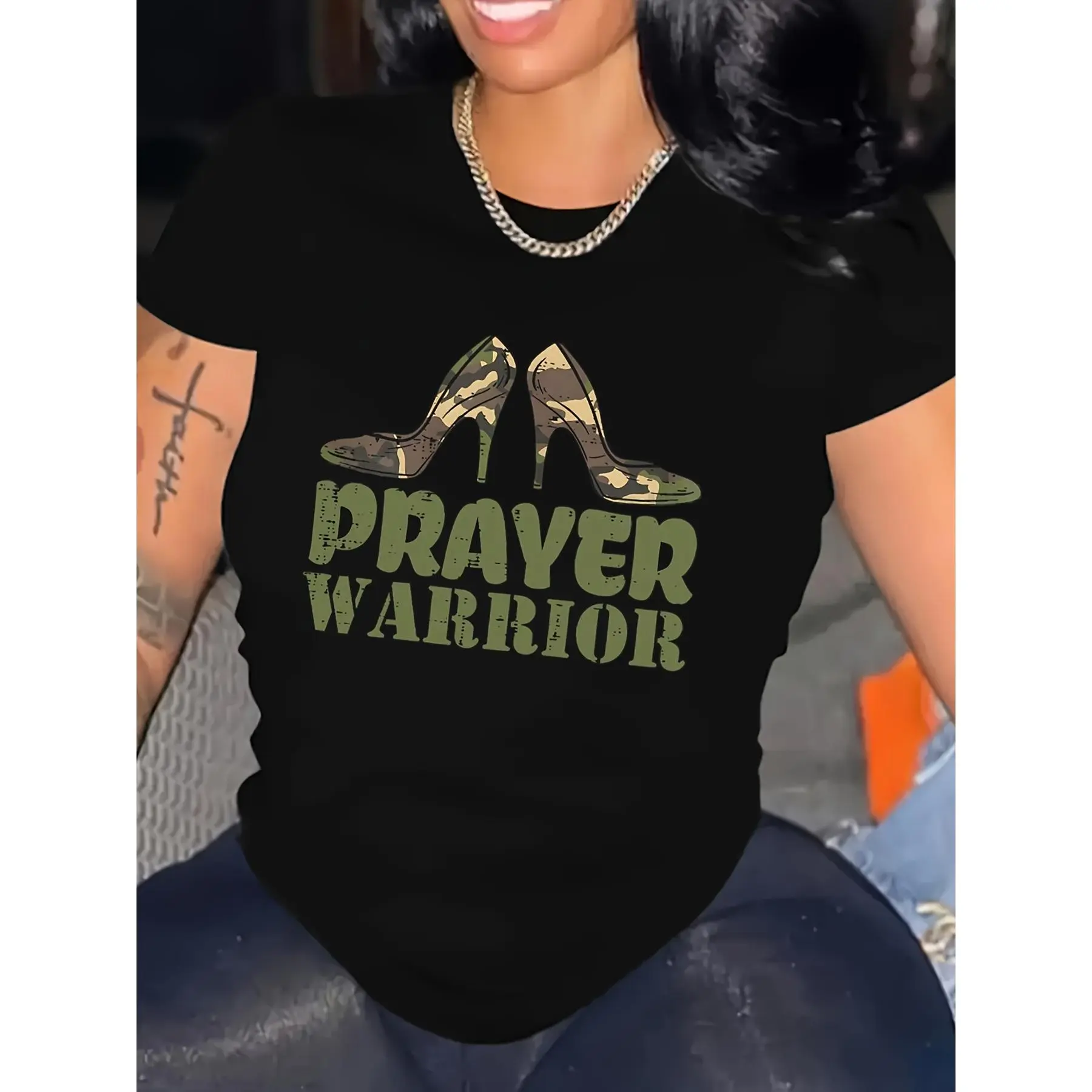 Black Casual Short-Sleeve T-Shirt