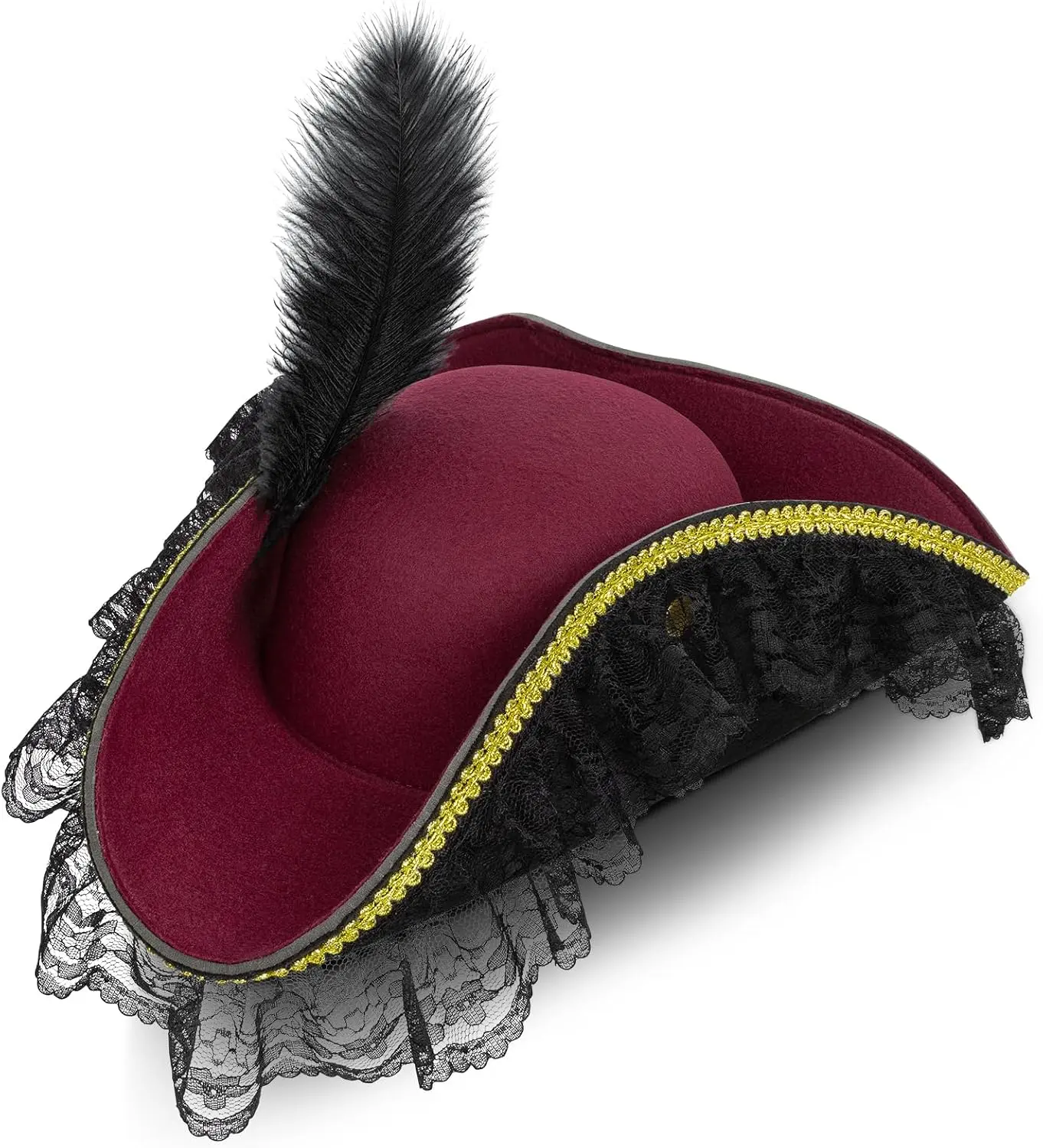 Pirate Costume Hat Women,Pirate Accessories Halloween Costume,Renaissance Tricorn Hat for AdultsGift.