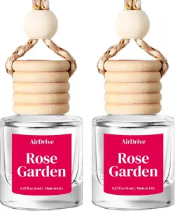 Car Air Freshener Floral Rose Garden 2 Pack Hanging Air Freshener Diffuser, Cute Car Accessories Air Freshner for Women & Men Gift Non-Toxic Car Scent Long Lasting Oil Diffuser Made in USA