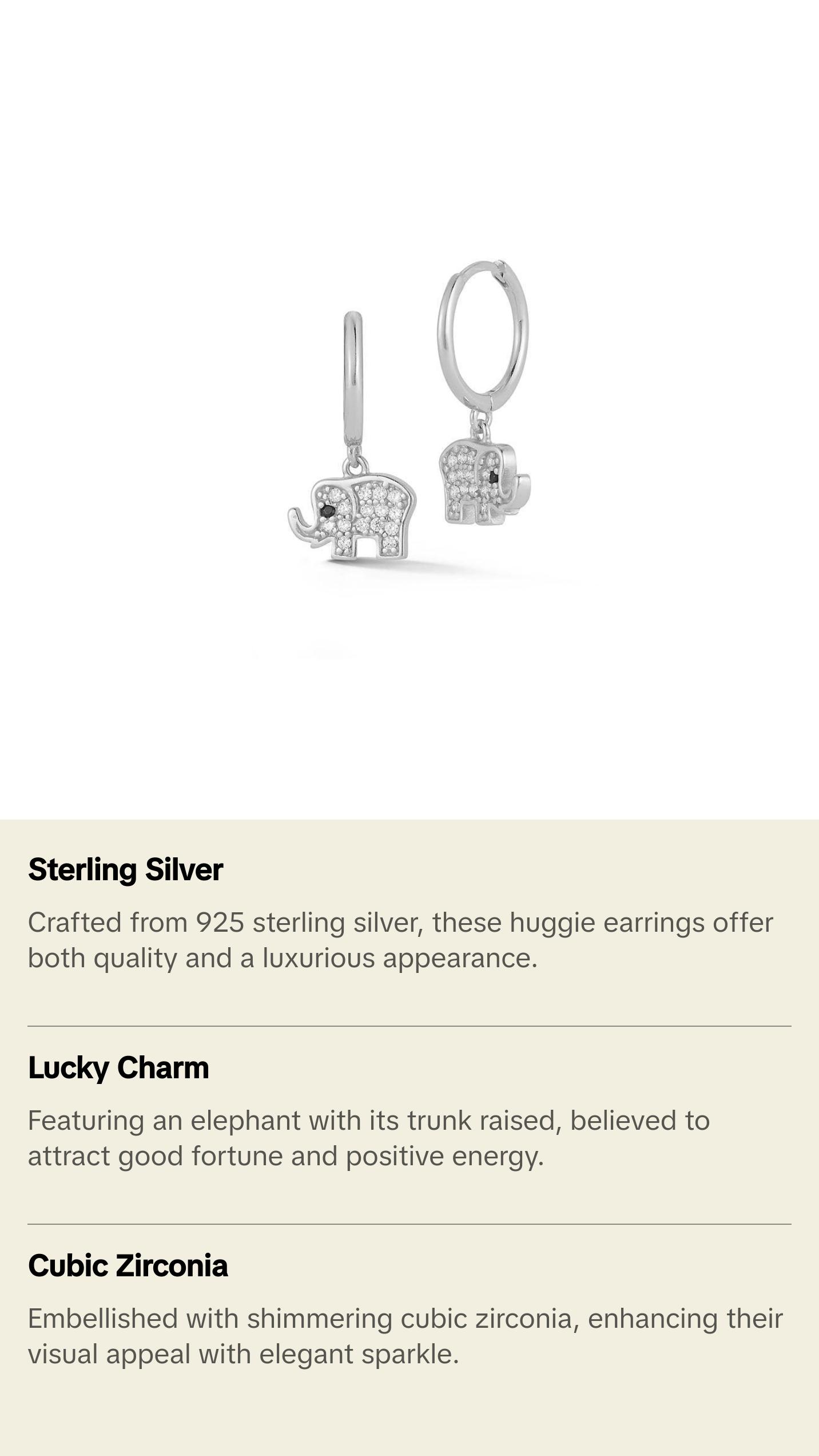 Elephant Charm Huggie Earring