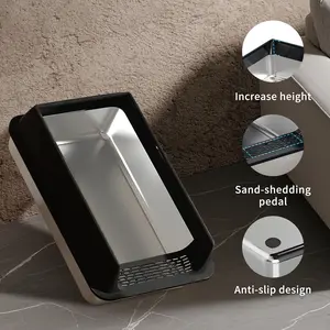 Top-Entry Stainless Steel Cat Litter Box – Semi-Enclosed High-Sided Kitty Toilet with Lid, Anti-Splash XL Sifting Litter Pan for Easy Cleaning & Eco-Friendly Indoor Cats