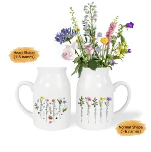 Personalised Mother's Day Flower Birth Month Vase for Flowers, Nanas Garden, Nana Flower Vase, Custom Grandkid Name Flower Vase