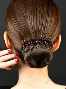 Women Hair Claw Clip with Rhinestone Flower Design, Random Color Crystal, Stylish Updo Hair Accessory for Daily Wear, Wedding & Special Occasions, Barrettes