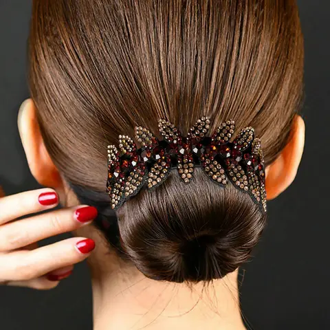 Women Hair Claw Clip with Rhinestone Flower Design, Random Color Crystal, Stylish Updo Hair Accessory, Fashion Hair Accessories for Daily Wear, Wedding & Special Occasions, Bridal Hair Accessories, Barrettes, Claw Clip Ponytail, Claw Hair Clips