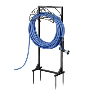 WGCTEK Garden Hose Holder, Freestanding Outdoor Heavy-Duty Water Hose Storage Stand, Organizer Rack with Detachable Stake, for Outdoor  Yard and Lawn