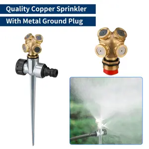 Garden Atomizing Quad-Nozzle (All-Copper with Filter) | Solid Brass Construction: Pressure-Resistant & Rustproof | Quad-Head Atomization: Wider Coverage Area | Garden Cooling / Patio Humidification / Greenhouse Irrigation / Landscape Misting
