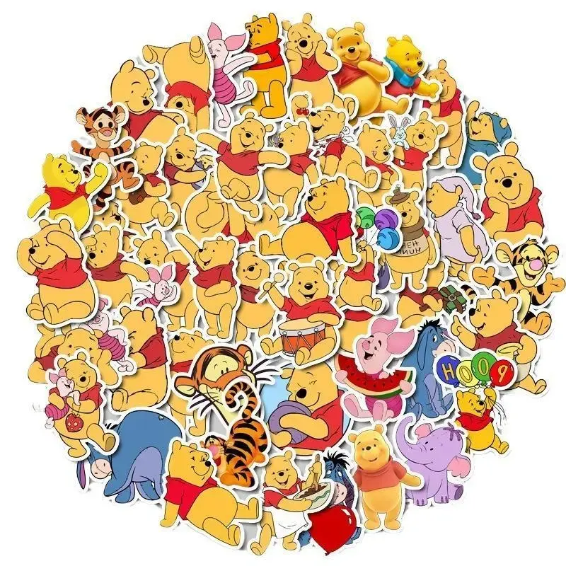 Disney Pooh Bear Decorative Stickers - 50pcs Playful DIY Art Stickers, Crafting Supplies for Home Decor, Personal Item Customization to Bring Creativity to Life, Cartoon