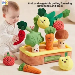 Montessori Early Education Development Intelligence Sensory Toys Pulling Carrot Baby Can Chew Fruit and Vegetable 6 Months 8 Educational Toys Children 0 to 3 Years Old Plush Gift HX11158-2-1 Radish Pulling