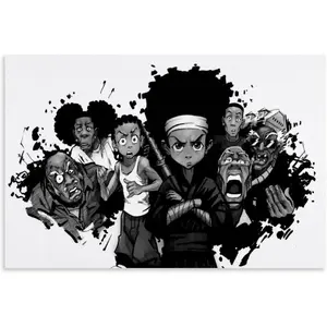 The Boondocks American Anime Poster Black Cartoon Canvas Print Canvas Posters Wall Art Office Home Decor