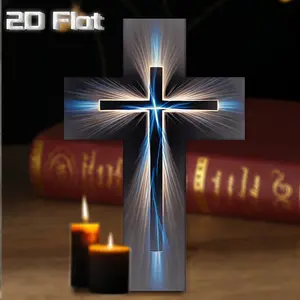1 Pcs, 2D Flat, retro cross wall hanging, home garden decoration ornament, 8 * 12 inches/ 20 * 30 cm) wall hanging cross, holiday decoration, priest gift, multi-purpose retro decoration