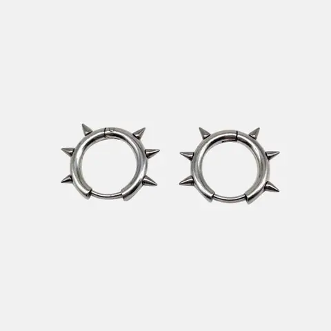 GTHIC 10mm 6-Spike Stainless Steel Gothic Jewelry - Unisex Unique Design Funky Earrings, Casual Alternative Accessories for Daily Wear