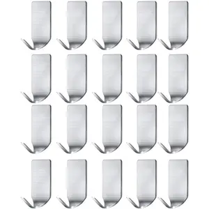 Small Adhesive Hooks Hat Hooks Organizer For Wall Stainless Steel Ultra Strong Wall Rack Hooks For Hanging Hats,Caps,Keys,Kitchen Utensils With Kitchen,Bathroom,Cabinet-20 Packs