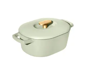 Beautiful 6 Quart Enamel Dutch Oven, Sage Green by Drew Barrymore