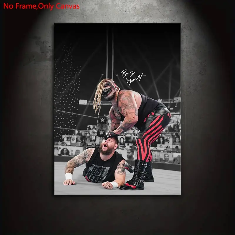 1 Piece/Set Frameless Canvas Painting Print Poster, Unframed Wall Art, Classic Realistic Superstar Pop Art, The Fiend Bray Wyatt vs Kenvin Owens, Perfect Gift For Professional Wrestling Lovers, Home, Dorm, Wall & Room Decor, Wall Decoration
