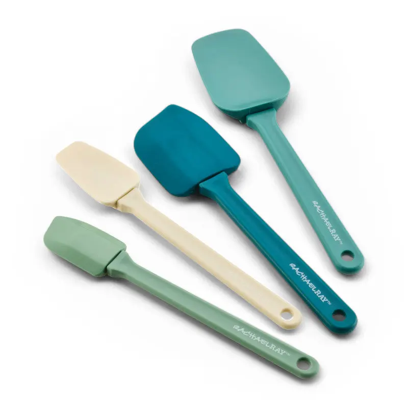 4-Piece Sturdy Food-Grade Nylon-Silicone Nonstick Spatula Set, Kitchen Cooking Utensils with Flat Blades, Ergonomic Anti-Slip Handles, Heat Safe to 500°F, Eco-Friendly for Baking