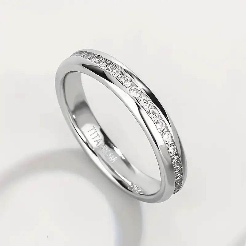 5-Piece Women's Wedding/Engagement Ring Set in Hypoallergenic Titanium Steel with Bohemian Style Round-Cut Zirconia Inlays & Tarnish-Resistant Platinum Plating for Everyday Wear