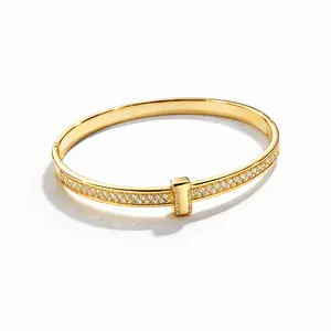 Vale & Veil — Paris | Eclat Pavé Cuff | Sculptural Gold-Plated Bracelet with Cubic Zirconia