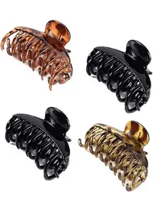 4pcs 2.5 Inch Tortoise Shell Hair Claw Clips, Double Row Teeth Plastic Hair Jaw Clips, Thick Medium Thin Hair Clips for Women