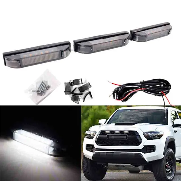 3PCS Smoked Lens White LED Front DRL/Daytime Running Lights kit For Toyota FJ Cruiser 2007 2008 2009 2010 2011 2012 2013 2014