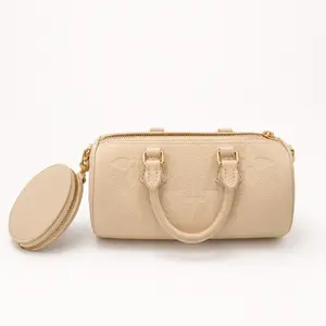 Pre-owned Louis Vuitton Monogram Empreinte Leather (Embossed Grained Cowhide Leather) Clutches & Wristlets Papillon BB Monogram Empreinte Leather Handbag Ivory Cream