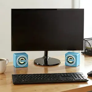 Computer wired mini desktop speaker, dual speakers, 360 ° surround sound, space saving, subwoofer, portable desktop speaker, high volume, suitable for office, gaming, watching movies, USB powered speaker