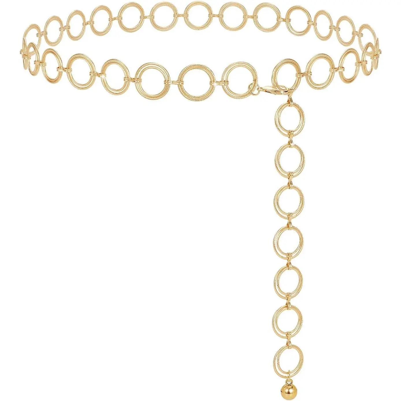 Women's Fashion Round Metal  Chain Adjustable  Chain  Jeans  Party Belt, M(110cm/43in)